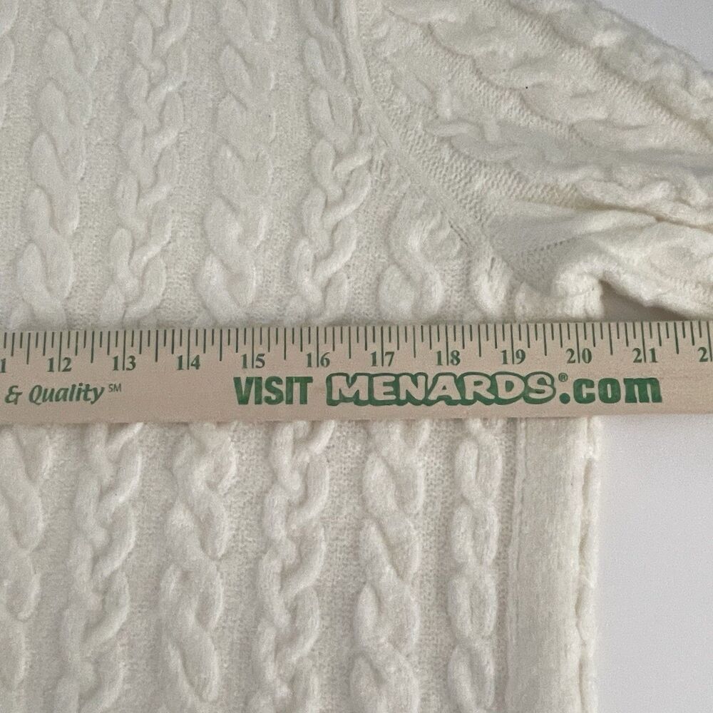 Talbots Cable Knit Sweater Size MP Cream Chunky Fisherman Turtleneck - Picture 14 of 14